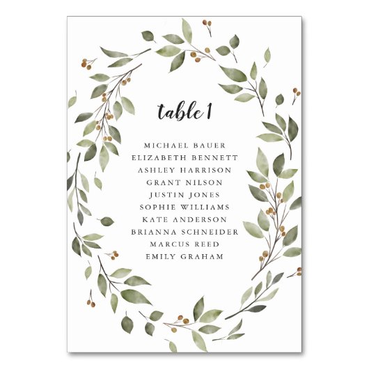 Moderne minimal Organic Greenery Table Zittafel Ka Kaart (Achterkant)