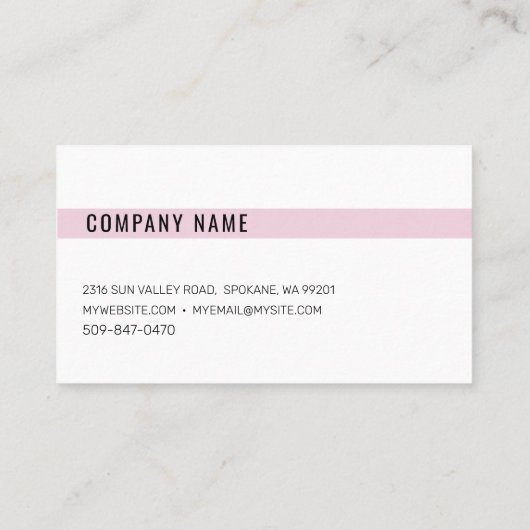 Moderne minimal pastel roze Visitekaartjes (Achterkant)
