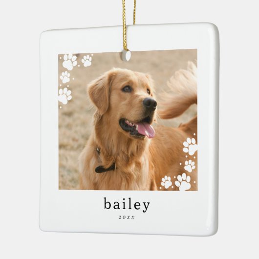 Moderne minimal Paw Prints Pet Dog Foto Keramisch Ornament (Links)