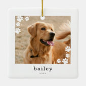 Moderne minimal Paw Prints Pet Dog Foto Keramisch Ornament (Achterkant)
