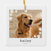 Moderne minimal Paw Prints Pet Dog Foto Keramisch Ornament (Voorkant)