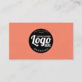 Moderne Minimal Peach Custom Logo Visitekaartje (Voorkant)