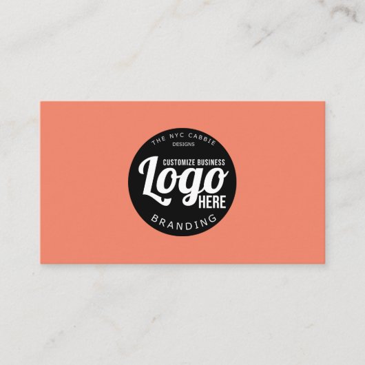 Moderne Minimal Peach Custom Logo Visitekaartje (Voorkant)
