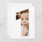 Moderne Minimal Photo 1st One Invitation Briefkaar Uitnodiging Briefkaart (Voorkant / Achterkant)