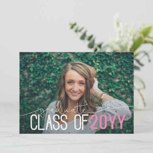 Moderne minimal photo afstuderen aankondigingskaar aankondiging (Staand voorkant)