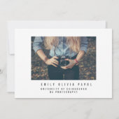 Moderne minimal photo afstuderen aankondigingskaar aankondiging (Achterkant)