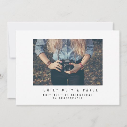 Moderne minimal photo afstuderen aankondigingskaar aankondiging (Achterkant)