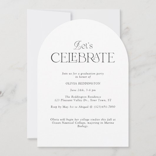 Moderne Minimal Photo Arch Graduation Party Kaart (Achterkant)