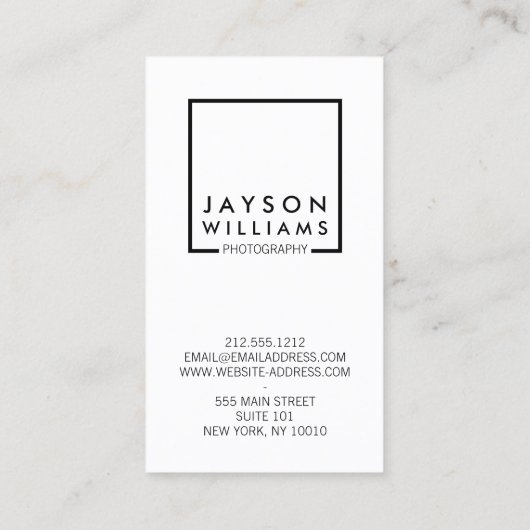 Moderne Minimal Photographer Square Logo II Visitekaartje (Achterkant)
