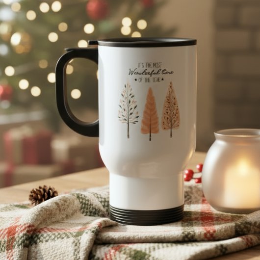 Moderne Minimal Pine Tree Hygge Style Vakantie Reisbeker