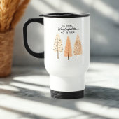 Moderne Minimal Pine Tree Hygge Style Vakantie Reisbeker