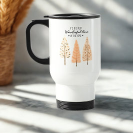 Moderne Minimal Pine Tree Hygge Style Vakantie Reisbeker