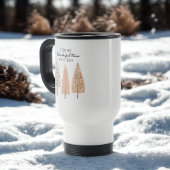 Moderne Minimal Pine Tree Hygge Style Vakantie Reisbeker