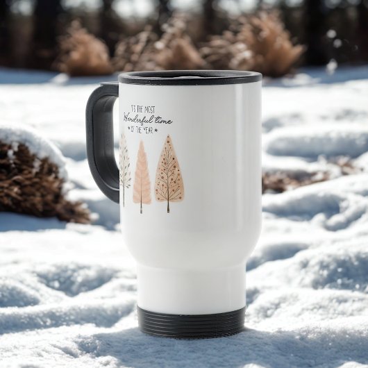 Moderne Minimal Pine Tree Hygge Style Vakantie Reisbeker