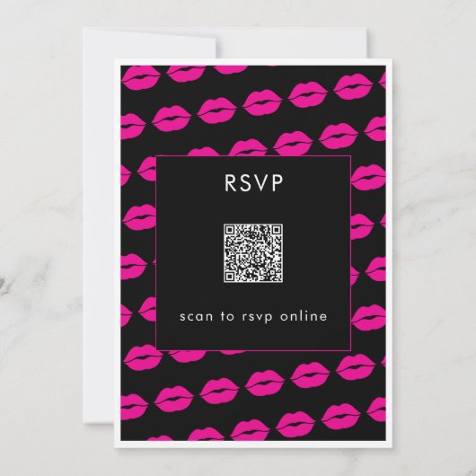 Moderne Minimal Pink Lips She's Fifty Birthday QR Kaart (Achterkant)
