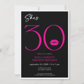 Moderne Minimal Pink Lips She's Thirty Birthday AR Kaart (Voorkant)