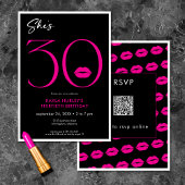 Moderne Minimal Pink Lips She's Thirty Birthday AR Kaart