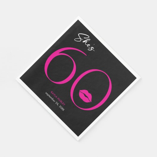 Moderne Minimal Pink Lips Ze is 60 jaar oud Servet (Hoek)