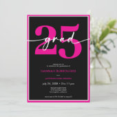 Moderne Minimal Pink Script Graduation Party Kaart (Staand voorkant)