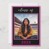 Moderne Minimal Pink Script Graduation Party Kaart (Achterkant)