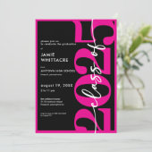 Moderne Minimal Pink Typography Graduation Party Kaart (Staand voorkant)
