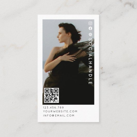 Moderne Minimal Professional 2 foto QR-code Visitekaartje (Achterkant)