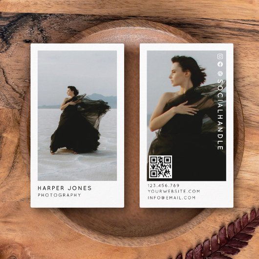 Moderne Minimal Professional 2 foto QR-code Visitekaartje