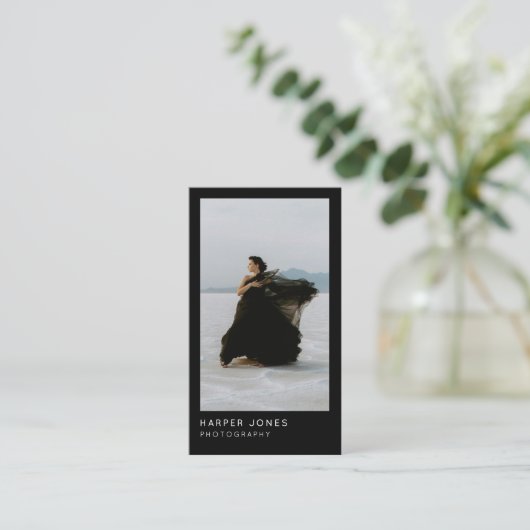 Moderne Minimal Professional 2 foto QR-code Visitekaartje (Staand voorkant)