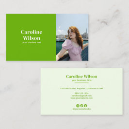 Moderne Minimal Professional Photo Bold Lime Green Visitekaartje
