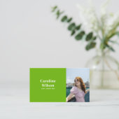 Moderne Minimal Professional Photo Bold Lime Green Visitekaartje (Staand voorkant)