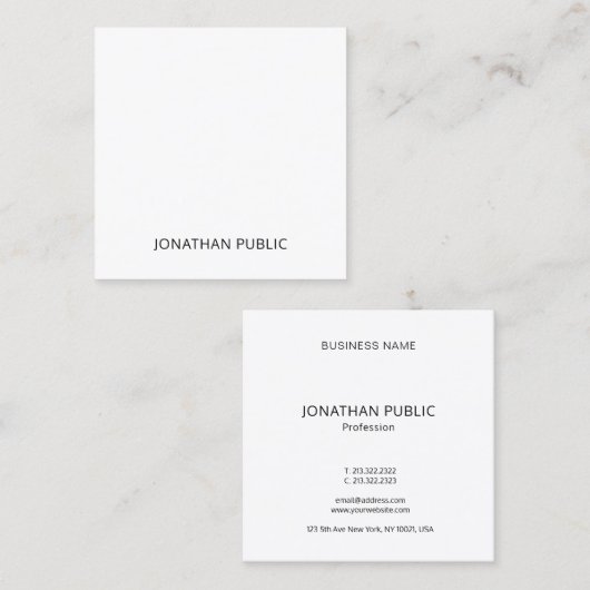 Moderne Minimal Professionele Koele Sjabloon Luxe Vierkante Visitekaartje (Voorkant / Achterkant)