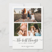 Moderne Minimal Quote | Eenvoudige 3 foto-collage Feestdagenkaart (Voorkant)