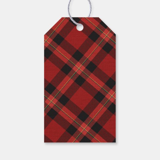 Moderne Minimal Red Plaid Kerstfoto Cadeaulabel (Achterkant)