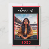 Moderne Minimal Red Script Graduation Party Kaart (Achterkant)