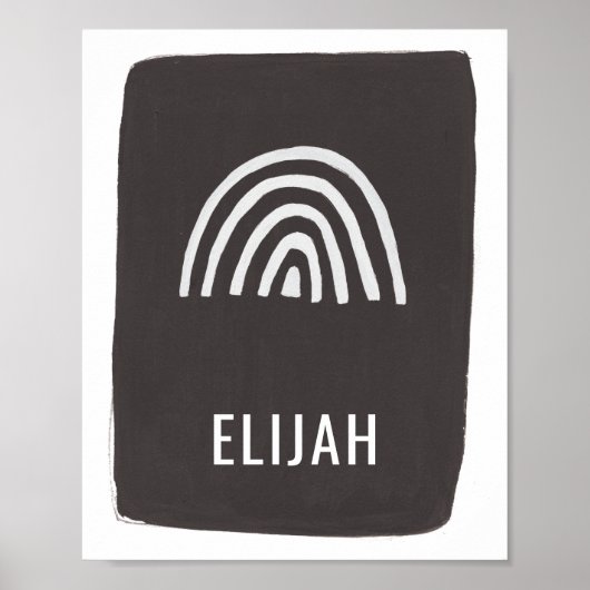 Moderne Minimal Regenboog Naam Babykamer Kunst Zwa Poster (Voorkant)