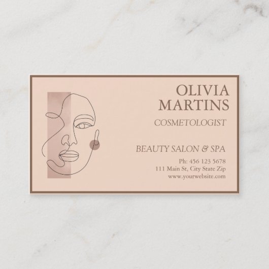 Moderne Minimal Roos Roze Salon Visitekaartje (Voorkant)