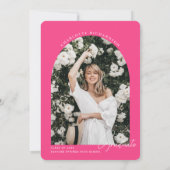 Moderne minimal roze Afstuderen fotouitnodiging Kaart (Achterkant)