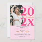 Moderne minimal roze Afstuderen fotouitnodiging Kaart (Voorkant)