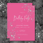 Moderne Minimal Roze Witte Glam Diamanten Verjaard Kaart