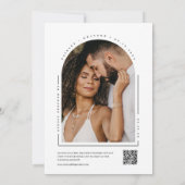 Moderne Minimal Sage Arch QR Code Trouwfoto Kaart (Achterkant)