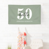 Moderne Minimal Sage Green Typografie 50ste verjaa Spandoek (Insitu)