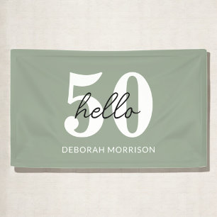 Moderne Minimal Sage Green Typografie 50ste verjaa Spandoek