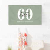 Moderne Minimal Sage Green Typografie 60ste verjaa Spandoek (Insitu)