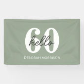 Moderne Minimal Sage Green Typografie 60ste verjaa Spandoek (Horizontaal)