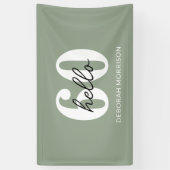 Moderne Minimal Sage Green Typografie 60ste verjaa Spandoek (Verticaal)