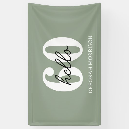 Moderne Minimal Sage Green Typografie 60ste verjaa Spandoek (Verticaal)