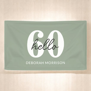 Moderne Minimal Sage Green Typografie 60ste verjaa Spandoek