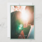 Moderne Minimal Sage Groen Script Foto Huwelijk Save The Date (Achterkant)