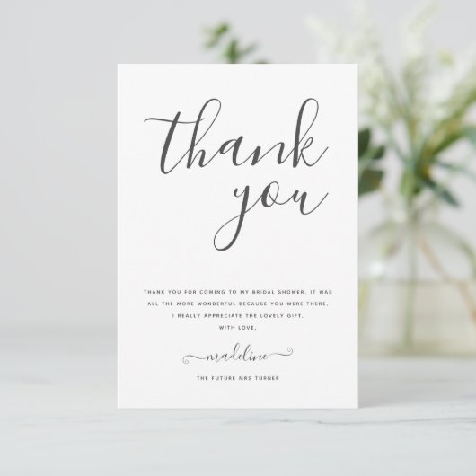 Moderne Minimal Script Bruiloft Feest  Bedankkaart (Staand voorkant)