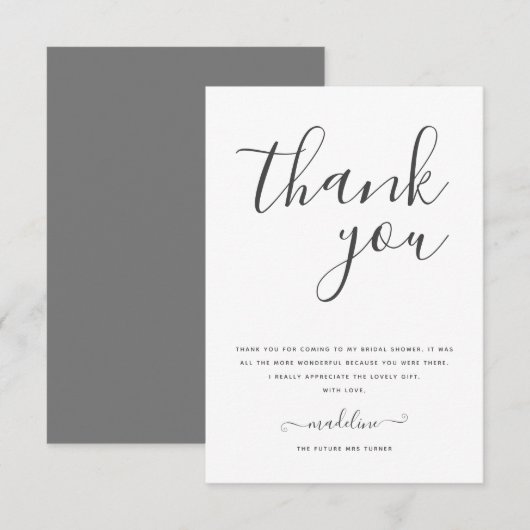 Moderne Minimal Script Bruiloft Feest  Bedankkaart (Voorkant / Achterkant)